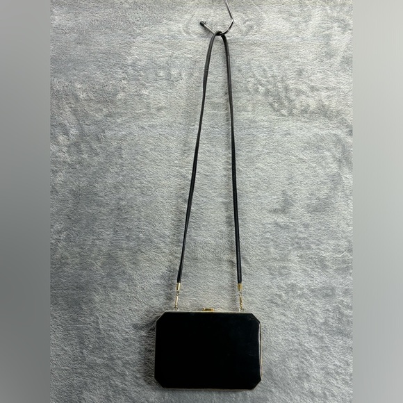 VTG LS Leather School Monastery S Croce Florence Italy Black Gold Evening Bag 7” - Picture 14 of 16